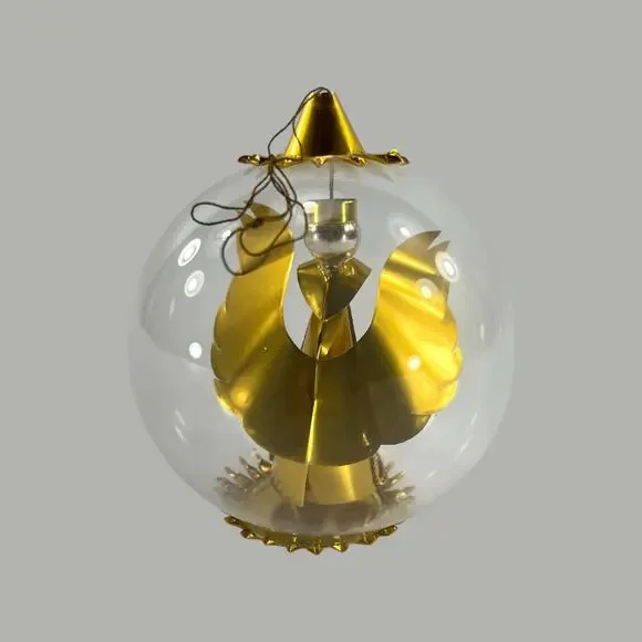 Resl Lenz Beaded Foil Angel Ornament Glass Ball 4 1/2" Mid-Century W Germany
